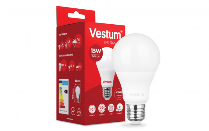 Лампа LED  Vestum 15W  Е27  4100K A65